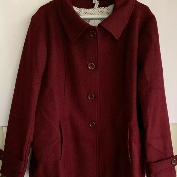 Haute Edition  Burgundy Wool Jacket With  Scarf 2X - Picture 2 of 4